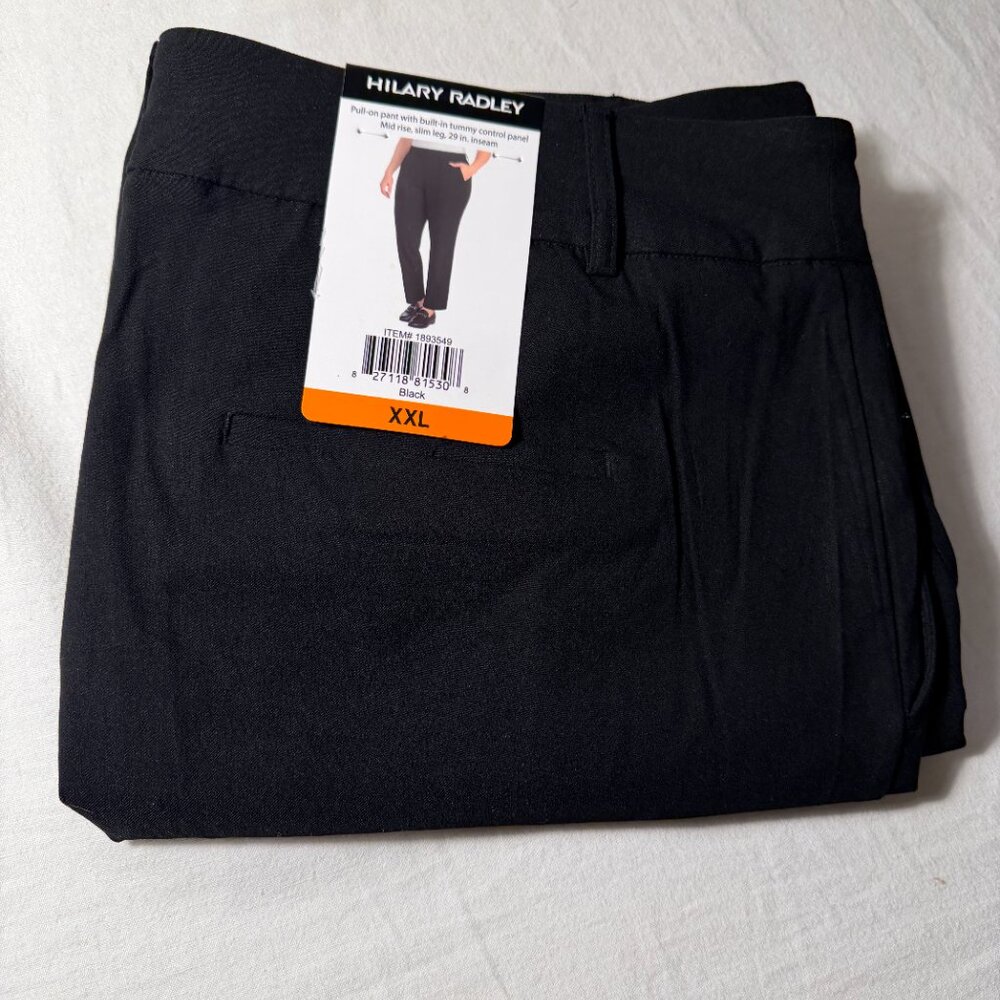 Hilary Radley Women’s Pull On Pant Size XXL Black Tummy Control Mid Rise (NEW)